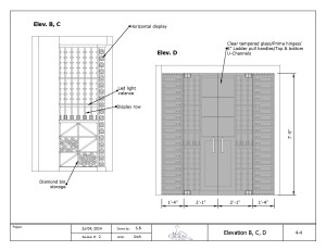 Custom Wine Cellar Drawing elevations B and C