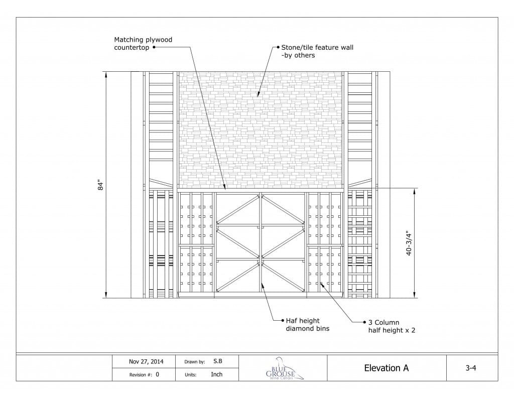 Modular Redwood Wine Cellar Drawing elevation A