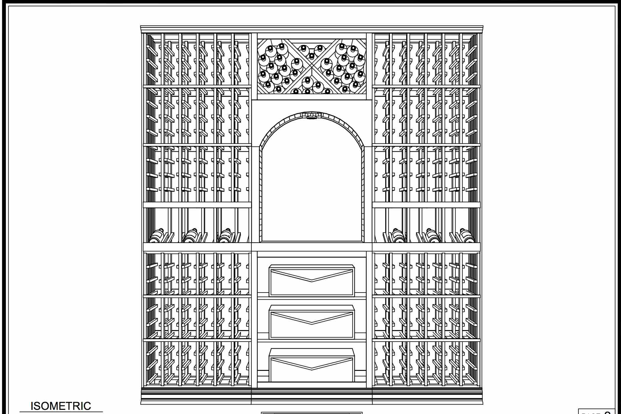 Drawings of Traditional Custom Wood Wine Cellar in West Vancouver