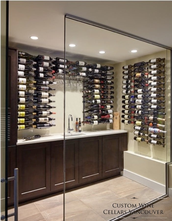 Modern Glass Home Wine Cellar Designed by Vancouver Master Builders