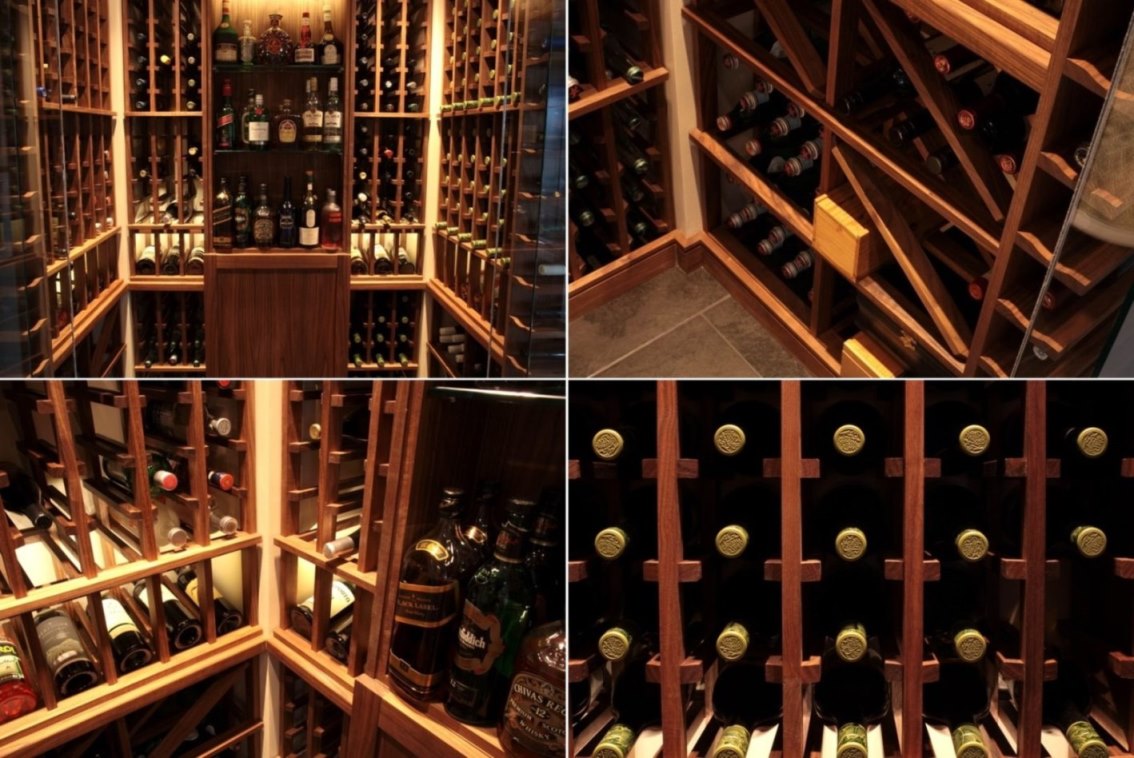 Vancouver Residential Wine Cellar with Wooden Wine Racks