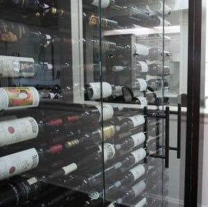 Glass Wine Cellar Doors and Metal Wine Racks